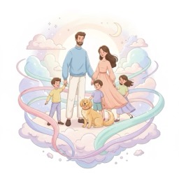 ภาพวาดการ์ตูนครอบครัวแบบกำหนดเอง (สไตล์โมเดิร์น)